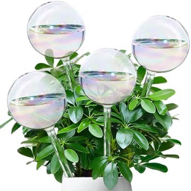 Koorabbee 4 Pcs Iridescent Glass Plant Watering Globes - 9 Inch Self Watering Planter Insert | Plant Watering Devices | Plant Watering Bulbs for Indoor and Outdoor Plants Accessories.