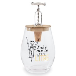 Mud Pie Stopper Set Take Me Stemless Wine Glass, 16 oz