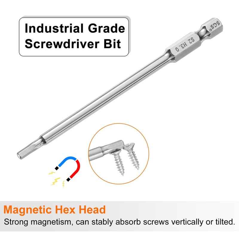 sourcing map 2pcs Hex Head Wrench Drill Bit 3mm (H3)