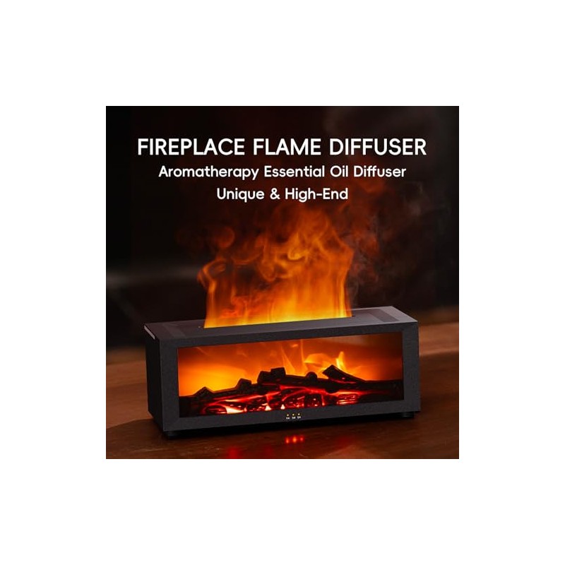 YALEDI Essential Oil Diffuser, 7 Colors Fireplace Flame Fire Oil