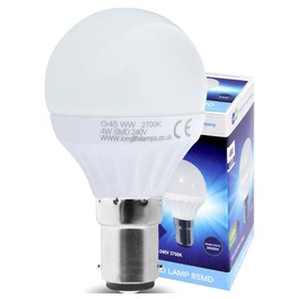 Long Life Lamp Company 4w Mini LED Golf Ball Warm White Small Bayonet SBC B15 Cap Frosted Cover Mini Globe Golfball 300 Lumens