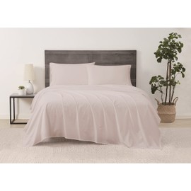 CANNON - Solid Percale 4 Piece Queen Sheet and Pillowcase Set - Blush