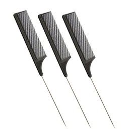 3 Pieces Rat Pin Tail Comb Carbon Fibre Parting Braid Fine Tooth Hair Comb for Women Men Barber Hairdressing Styling