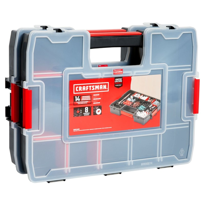 CRAFTSMAN Tool Organizer, 2-Packs with 14-Compartments, Lid Includes Secure Latch