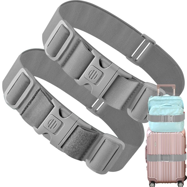 ZINZ Suitcase Belt, Set of 2, Elastic Type, Luggage Strap,