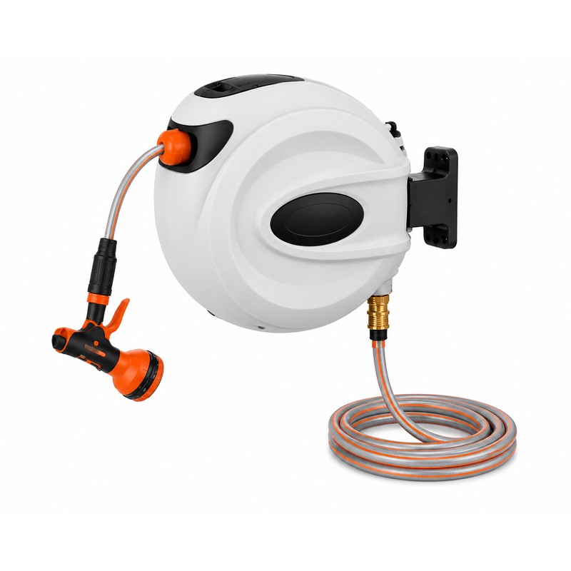SucceBuy Retractable Garden Hose Reel 180° Swivel Bracket Wall-Mounted with