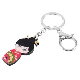 WEVENI Acrylic Cute Japanese Style Kimono Doll Keychains for Women Girls Jewelry Gifts Accessories Handbag Wallet Charms (Kimono Doll E)