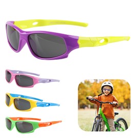 dellyy Children's Cycling Glasses Sports Glasses (Purple Yellow)