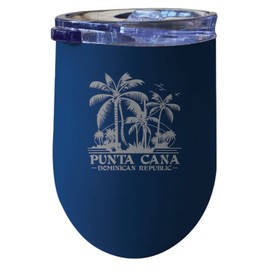 R and R Imports Punta Cana Dominican Republic Souvenir 12 oz Insulated Wine Stainless Steel Tumbler Navy PALM1