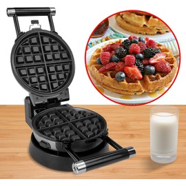 Health and Home 3-in-1 Waffle, Omelet, Egg Waffle Maker, 3 Removable Nonstick Baking Plates, Upgraded 360 Rotating Belgian Maker