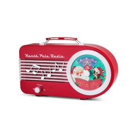 Mr. Christmas Vintage North Pole Radio Holiday Jukebox Christmas Decoration Music Box, Plays 9 Classic Carols, 10.5 Inches, Red