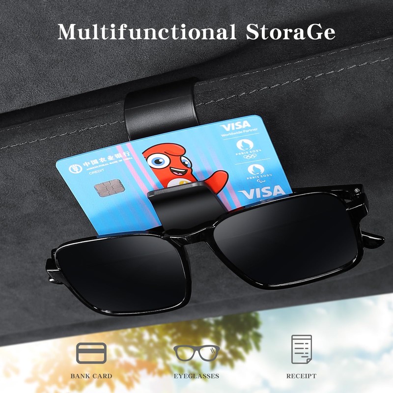 KAFANLIN 2 Pack Sunglass Holder for Car Visor Clip Eyeglass