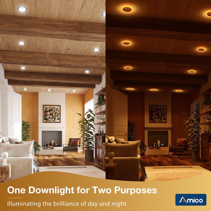 Amico 4 Pack Black 4 Inch 5CCT LED Recessed Ceiling