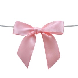 Mefuny 50 Pieces Pink Bow Tie Ribbon Twist Tie Bows for Treat Bags Gift Wrapping Baby Shower Birthday Party