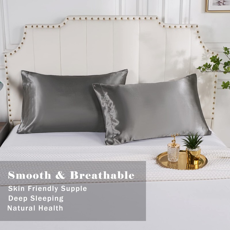 FOX-TECH Satin Pillowcase for Hair and Skin Set of 2,