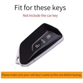 ontto Car Key Case Cover Fits VW Golf 8 R ID4 ID5 ID.7 Seat Leon FR Mk4 Cupra Formentor for Skoda Octavia A8 MK8 Zinc Alloy Leather Protective Key Cover Accessories 3 Button A Black