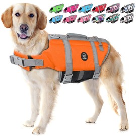 EMUST Dog Life Preserver, Dog Flotation Vest for Swimming, Beach Boating with High Buoyancy, Dog Flotation Vest for Small/Medium/Large Dogs, M, NewOrange