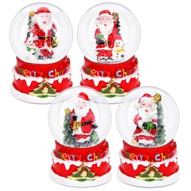 Suclain 4 Pcs 1.8 Inch Christmas Snow Globe Santa Claus Water Snow Globe Winter Snow Globe Lightweight Christmas Decorations Gift Red Green Christmas Tree Crystal Balls for Home Desk Decor