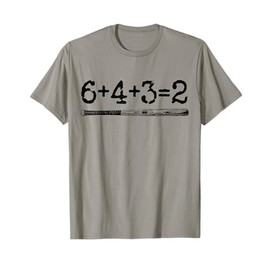 Double Play 6 4 3 2 Vintage Baseball Math Softball Player T-Shirt