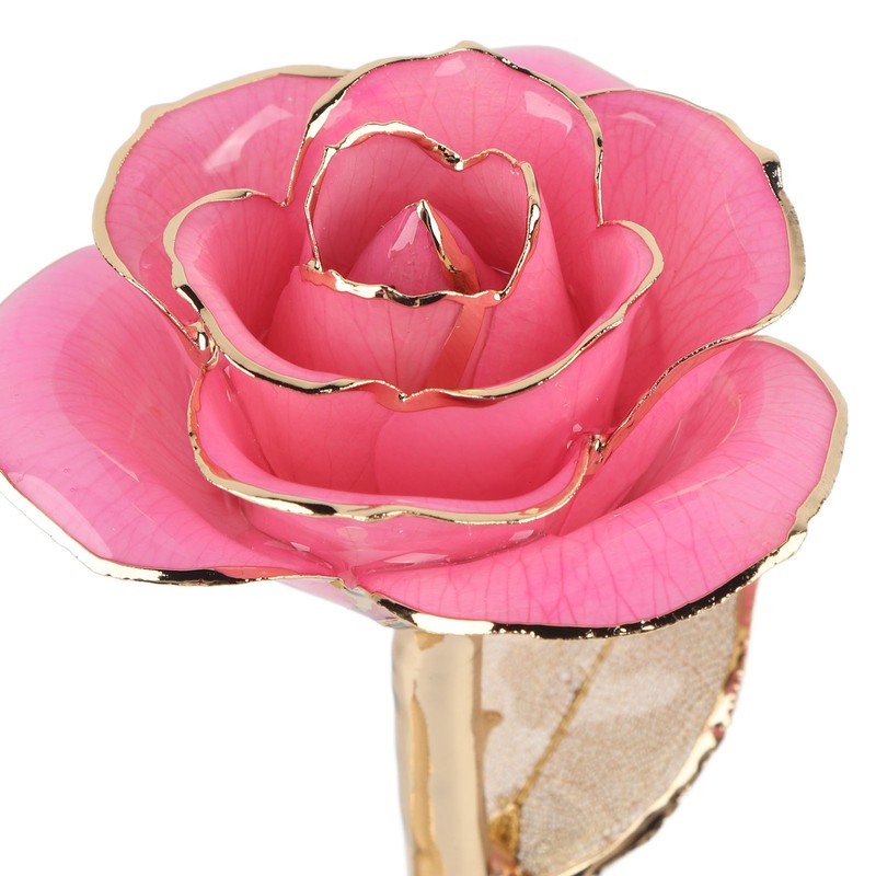 24K Gold Rose Dipped Golden Leaves Girlfriend Wife Valentine's Day