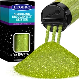 LEOBRO Green Glitter, 150g/5.29oz Extra Fine Glitter for St Patricks Day Decor, Glitter, Resin Glitter Powder, Fine Glitter for Crafts, Bulk Metallic Craft Glitter for Resin Arts and Craft