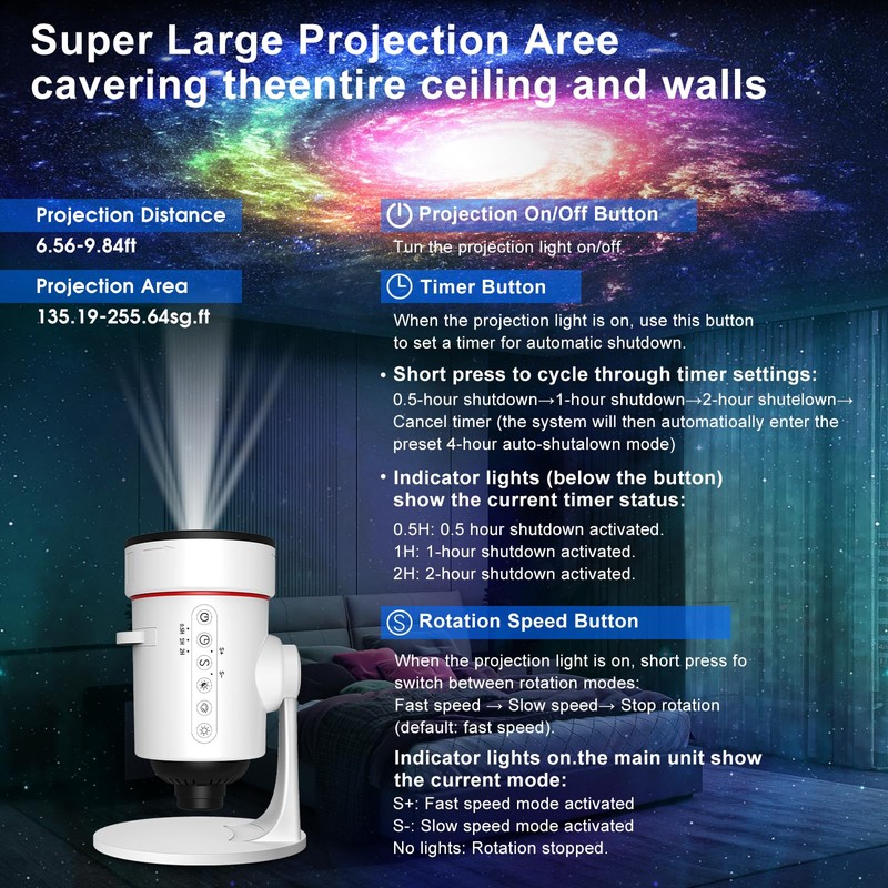 Starry Sky Projector, 4K HD Realistic Planetarium Projector, Galaxy Projector