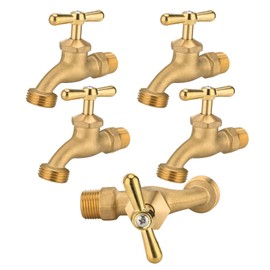 GUOFIS Garden Hose Bibb Faucet/Valve, Outdoor Water Spigot with 1/2 Inch Male NPT (MIP) Inlet x 3/4 Inch Male Hose Thread (GHT) Outlet(5-Pack)
