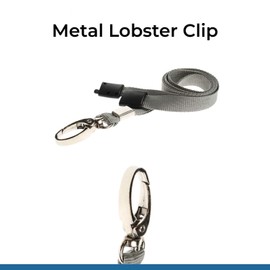 PCL Media ltd® Grey Lanyard for use with Rigid ID Card Holders, ID Badge Holders and ID Plastic Pockets Neck Strap Lanayrd comes with Metal Lobster Clip and Safety Breakaway