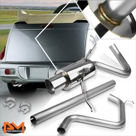 PM PERFORMOTOR 4" Slant Tip Muffler Catback Exhaust System Compatible with 99-06 Chrysler PT Cruiser 2.4L