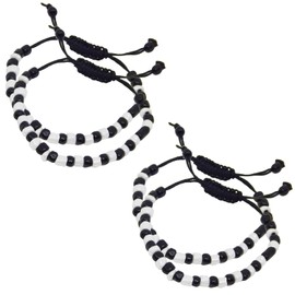 Black & White Nazariya for Baby Girls & Baby Boys (2 Pair) - Adjustable Size Cotton Thread Black Evil Eye Nazar Bracelet for Hands & Foot for New Born Babies by Co Creative