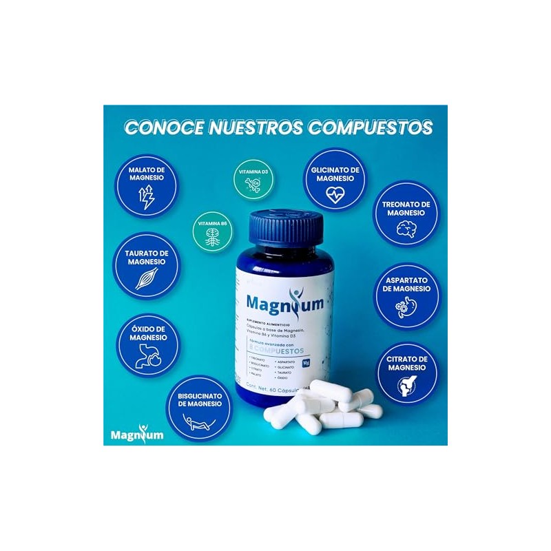 Capsulas Compuestos Magnesio Treonato Aspartato Bisglicinato Citrato Glicinato Taurato Malato
