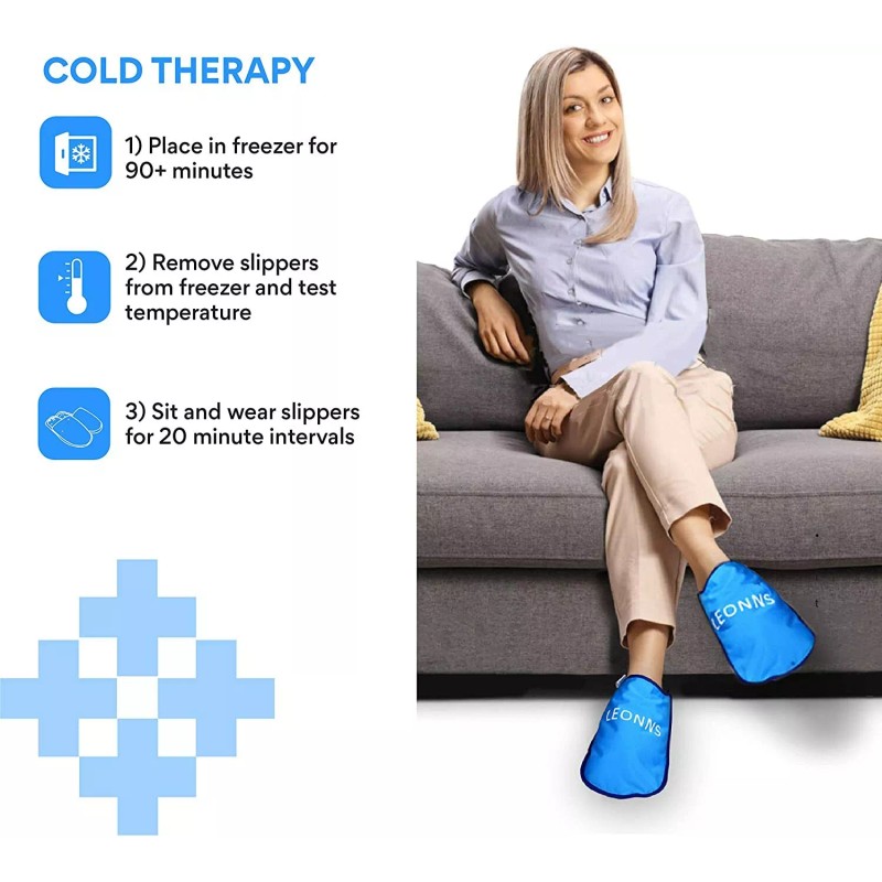 LEONNS Ice Pack Slippers for Feet -Provides Therapy for Foot
