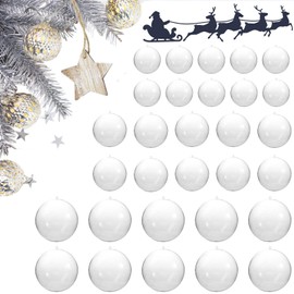 30 PCS Clear Fillable Christmas Baubles, Personalized Christmas Tree Decorations, 5CM, 6CM, 8CM DIY Clear Plastic Baubles, Make Your Own Baubles