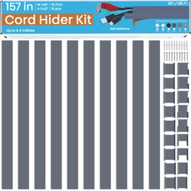 Grey Cable Cover Cord Hider - 157in Wire Hider on Wall Mounted, Grey Cord Cover Kit for Wall Mounted TV, Hide Wires Along Wall, Decorative Cable Raceway, Electrical Cable Concealer, Gray Cable Channel