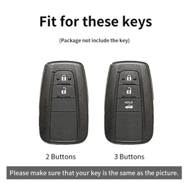 ontto Leather Car Key fob Cover fit for Toyota Camry RAV4 Avalon C-HR Prius Corolla 2016-2020 Accessories Key case Key Holder Key Shell Keychain Keyring Protector 2 Buttons Black