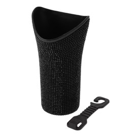 TUCKBOLD Auto Car Trash Can Durable Seat Back Trash Bin Black 1 Pc 3.9" Width 7.5" Height Plastic Rhinestone