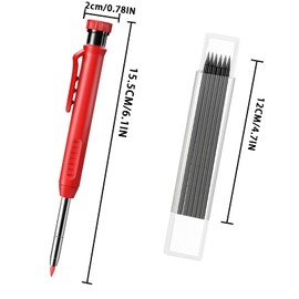 ZORRA 2 PCS Solid Carpenter Pencil, Built-in Sharpener Carpentry Automatic Pencils Set with 18 Refill, Carpentry Woodworking Architect Marking Tools for Drawing Making Scribering