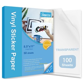 Premium Printable Vinyl Sticker Paper,Transparent 100 Clear Self-Adhesive Sheets,No-Waterproof,Dries Quickly Vivid Colors Decal Paper,Tear Resistant-for Any Epson HP Canon Sawgrass Inkjet Printer
