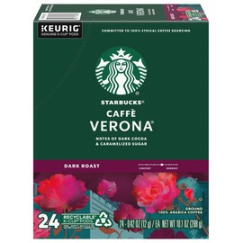 Starbucks Coffee K-Cup Pods, Caffè Verona, Dark Roast Coffee, Notes of Dark Cocoa & Caramelized Sugar, Keurig Genuine K-Cup Pods, 24 Count (Pack of 2)