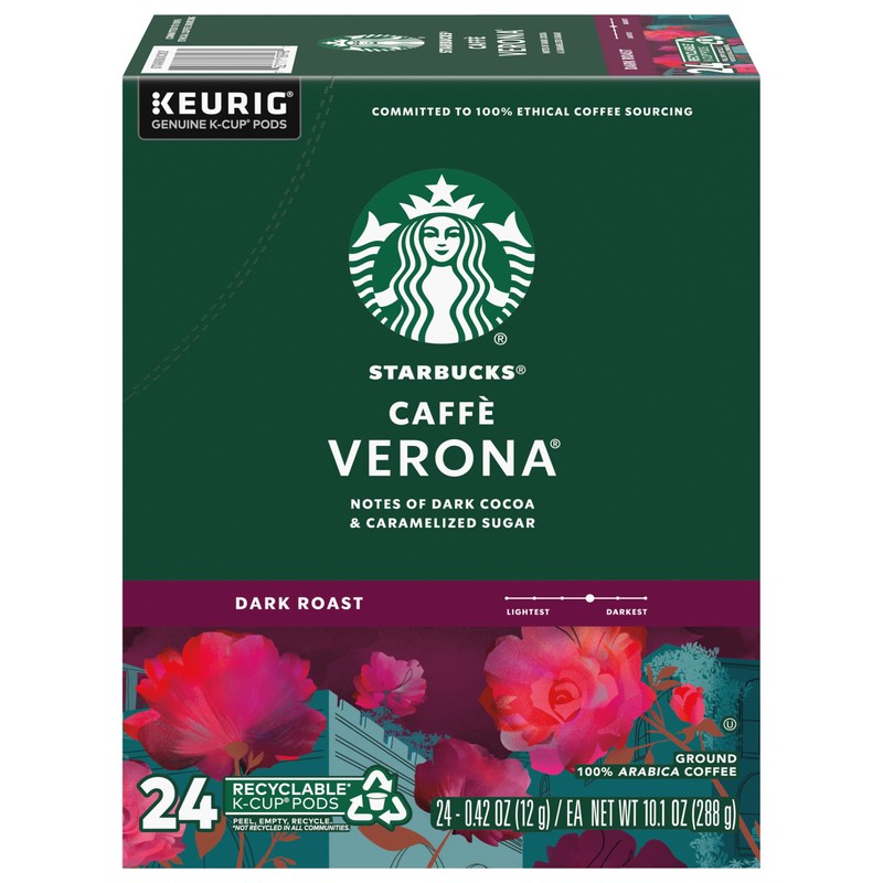 Starbucks Coffee K-Cup Pods, Caffè Verona, Dark Roast Coffee, Notes