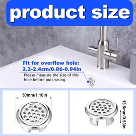 YAFLUG 8 Piece Sink Overflow Cover, Overflow Sink, Sink Overflow Ring Set for Sink Hole with Diameter 22-24 mm Opening, Round Cover for Sink, Bathroom, Kitchen