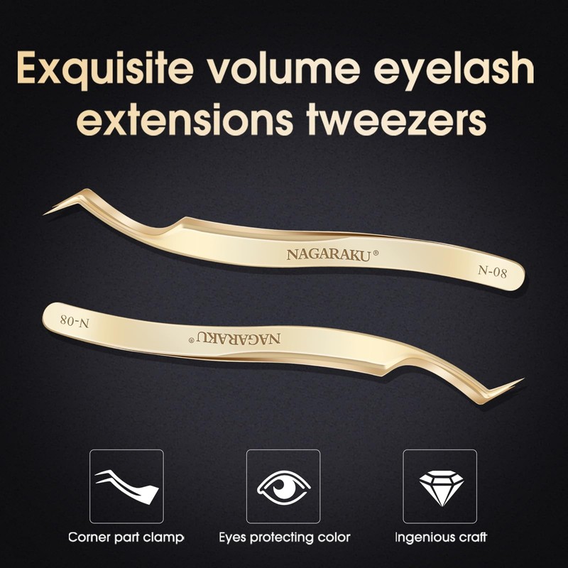 NAGARAKU Pinzas para extensiones de pestañas para hacer ventiladores, pestañas