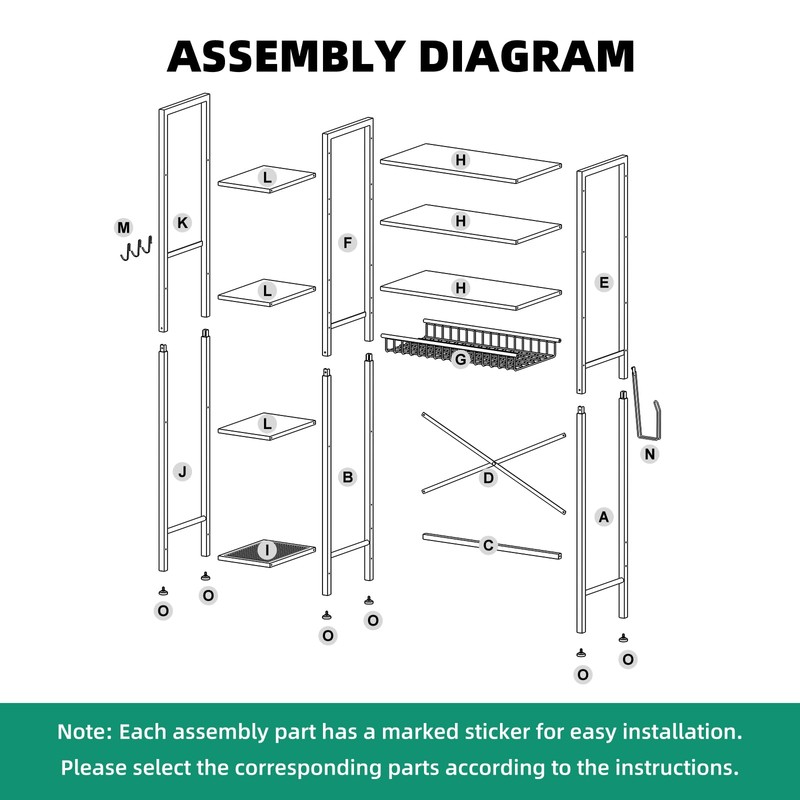 Kalrin 8-Tier Over The Toilet Storage with Side Rack, Over
