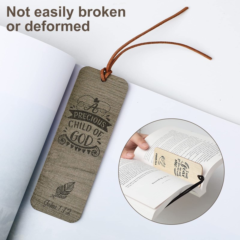 Chunful 20 Pieces Christmas Bible Verse Bookmarks Wooden Christian Religious