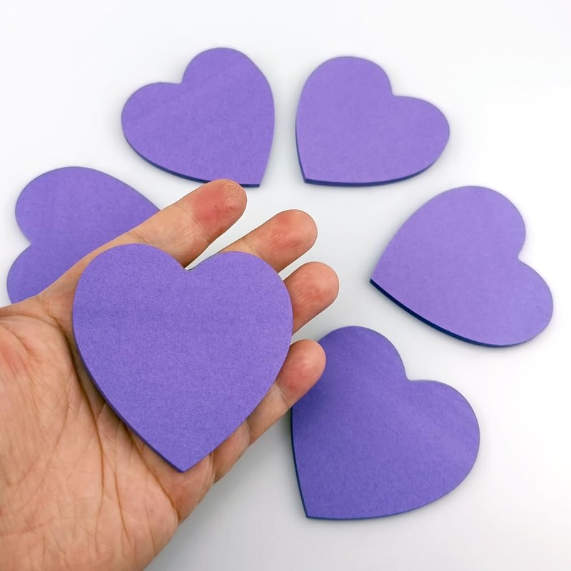 Saktopdeco 6 Pads Purple Heart Sticky Notes Fun Pastel Sticky