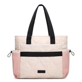 Milan Chiva Tote Bag for Women Lightweight Puffer Tote Bag Work Bag with Compartments for Travel, Daily, School, College, Airport, Nurse Bags Shoulder Bag Carry All Tote Bags with Cup Holder,2pcs