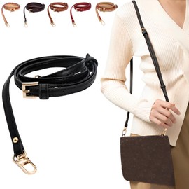 fogman Shoulder Bag Belt, Slim, Width 0.35 inch (0.9 cm), PU Leather, Fashionable, Replaceable, Length Adjustable, Black