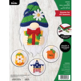 Bucilla Felt Applique Wall Hanging Kit, Gnome for All Seasons, Perfect for DIY Arts and Crafts, 89568E