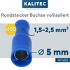 Pack of 100 Kalitec RHVB5 Round Receptacles Blue 1.5 mm