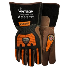 Watson Gloves Shock Trooper Glove - Goatskin Leather, Cut Resistant, Water and Oil Resistant, D3O iA Protection, Gauntlet Style Cuff (Small, 5785G)